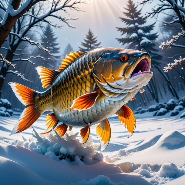 Pic of a threatening of a carp in the snow