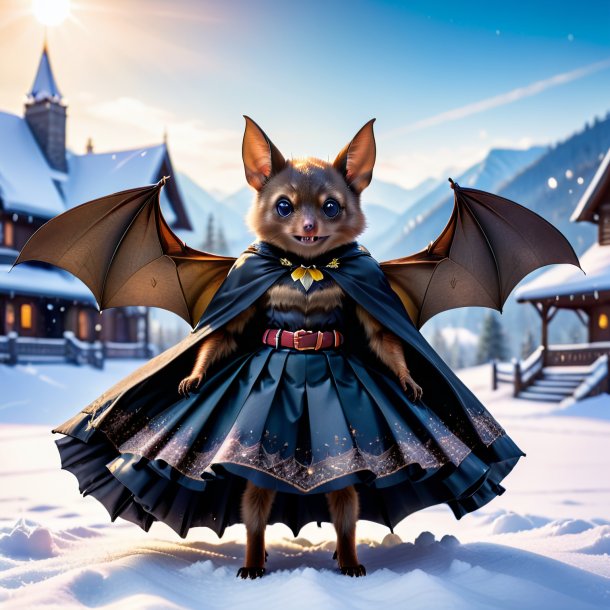 Photo of a bat in a skirt in the snow