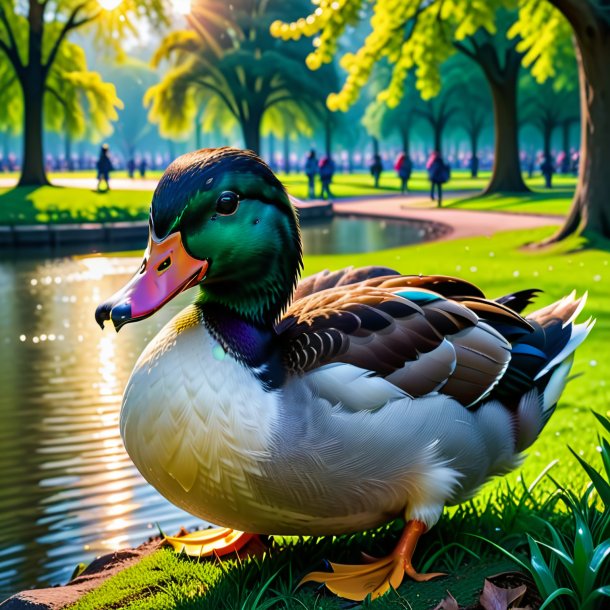 Image of a crying of a duck in the park