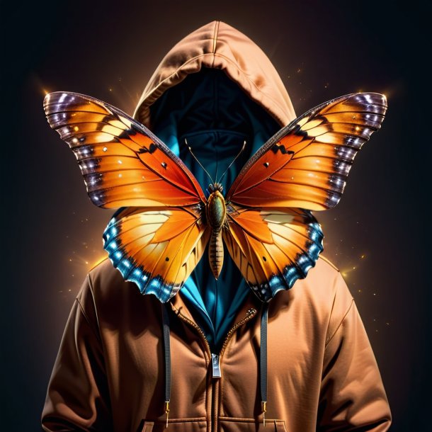 Foto de una mariposa en una sudadera marrón