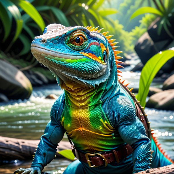 Imagem de um lagarto em um cinto no rio