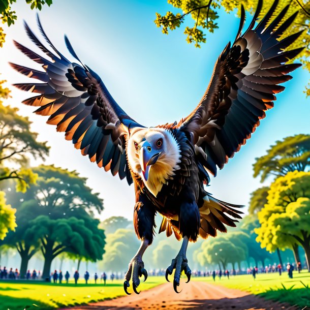 Image d'un saut d'un vautour dans le parc