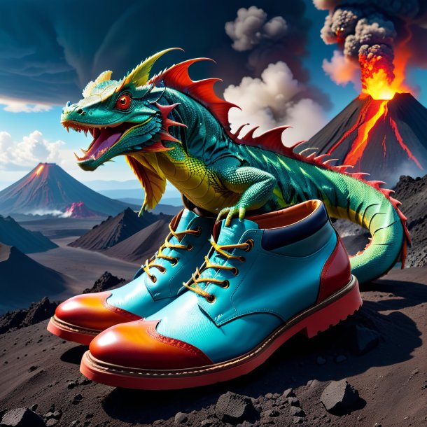 Pic d'un basilisk dans une chaussure dans le volcan