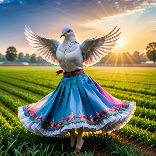 Foto de una paloma en una falda en el campo