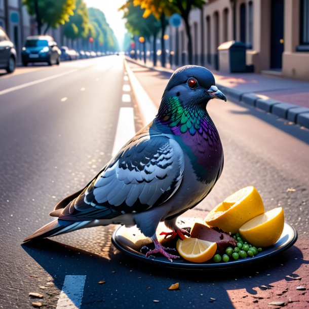 Pic of a eating of a pigeon on the road