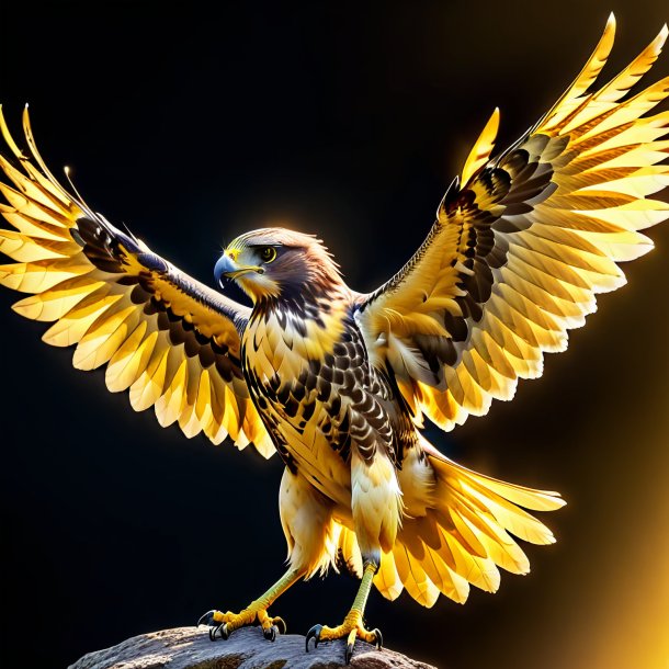 Image of a yellow dancing hawk