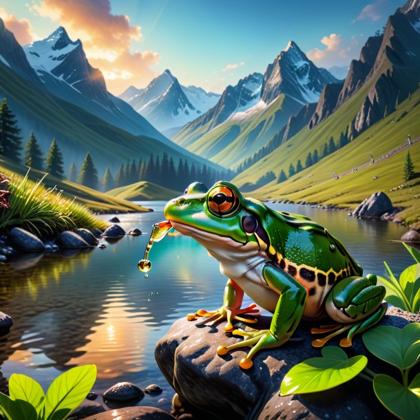 Image of a drinking of a frog in the mountains