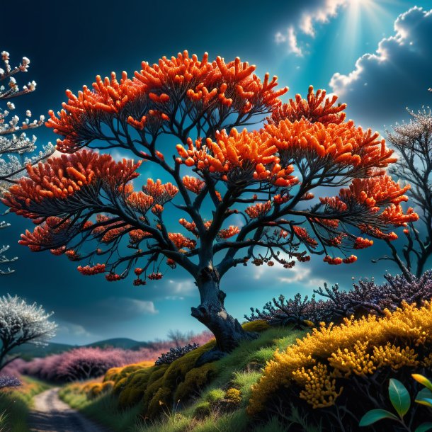 Photography of a coral blackthorn