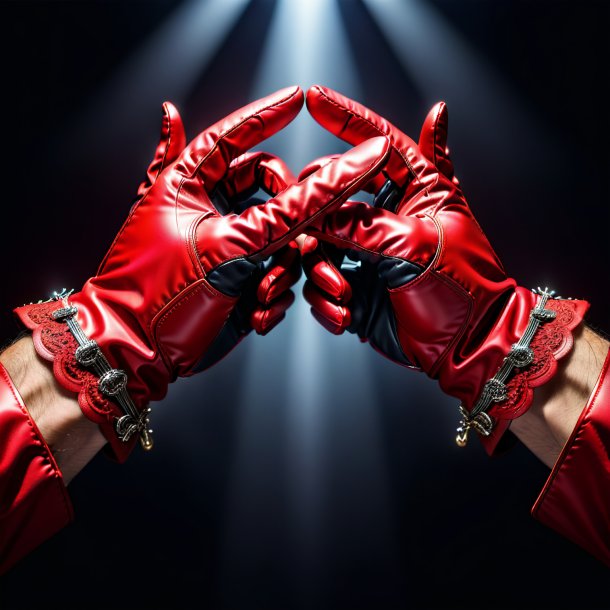 Photography of a red gloves from metal