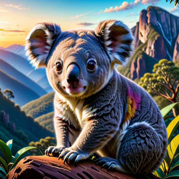 Image d'une attente d'un koala dans les montagnes