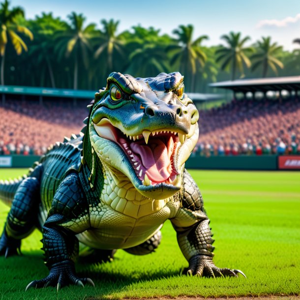 Picture of a angry of a alligator on the field