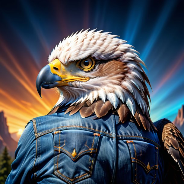 Image d'un aigle dans un jean bleu