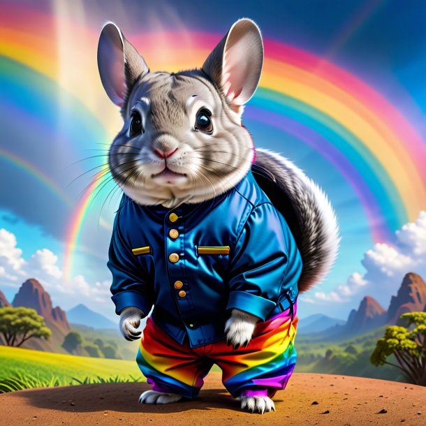 Picture of a chinchillas in a trousers on the rainbow