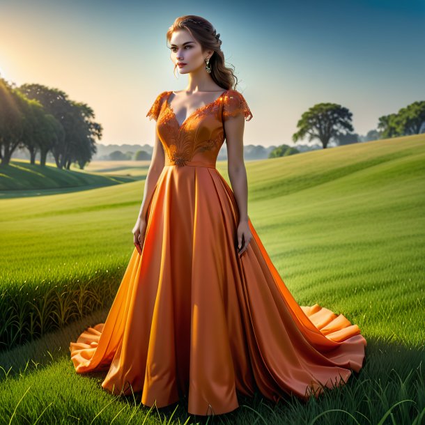 Image of a orange dress from grass