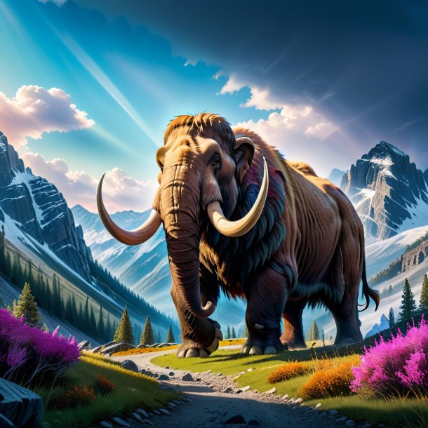 Pic of a threatening of a mammoth in the mountains