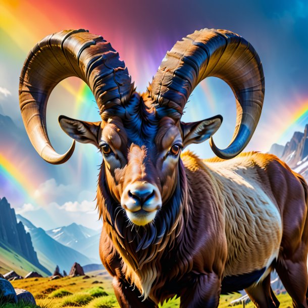 Picture of a angry of a ibex on the rainbow