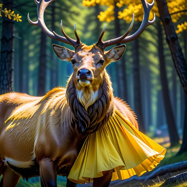 Pic d'un wapiti dans une jupe jaune