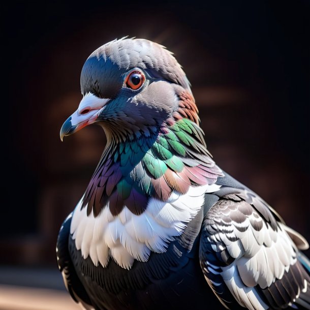 Foto de um pombo em um suéter preto