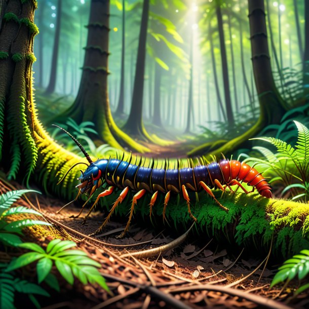 Image d'une attente d'un centipede dans la forêt