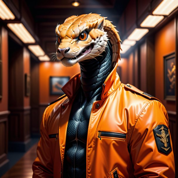 Picture of a cobra in a orange jacket