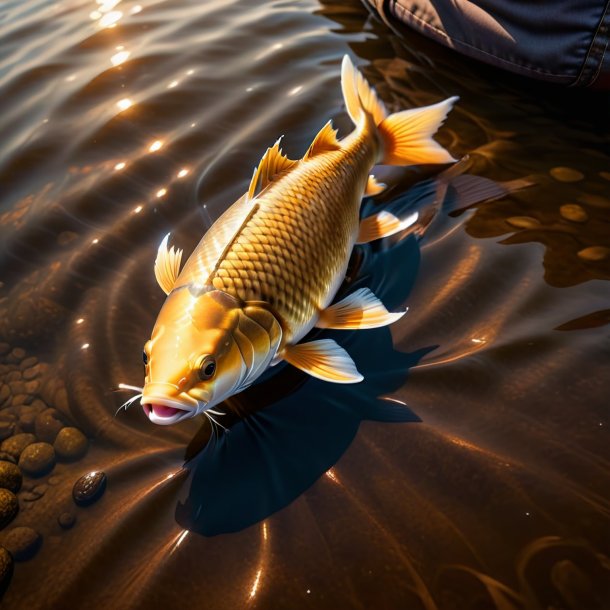 Picture of a carp in a brown jeans