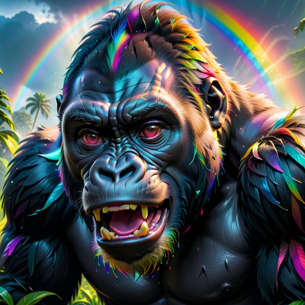 Pic of a crying of a gorilla on the rainbow