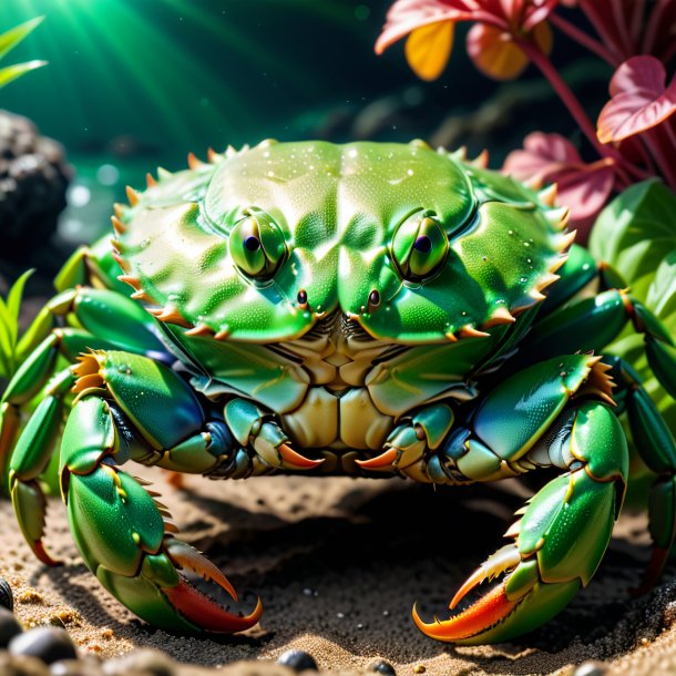 Pic d'un crabe dans un manteau vert