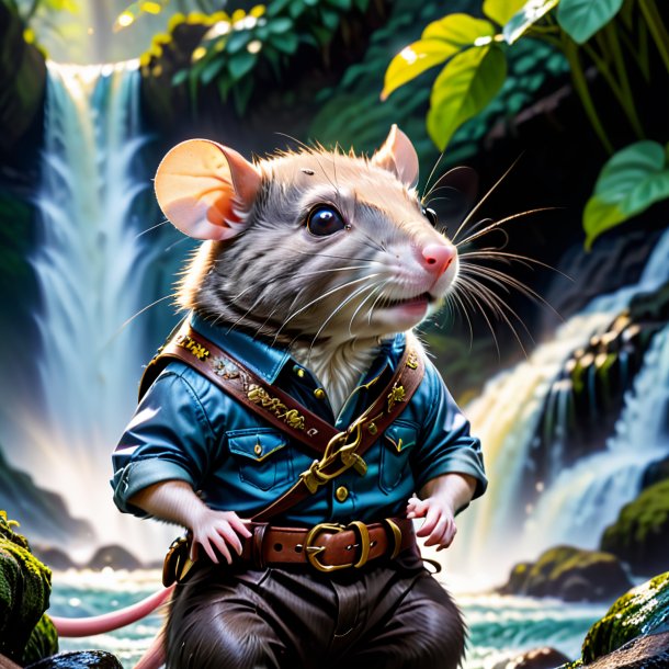 Pic of a rat in a belt in the waterfall