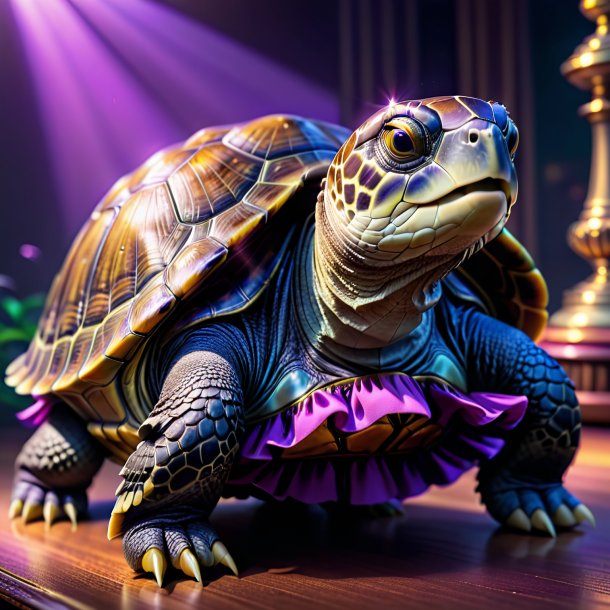 Pic of a turtle in a purple skirt