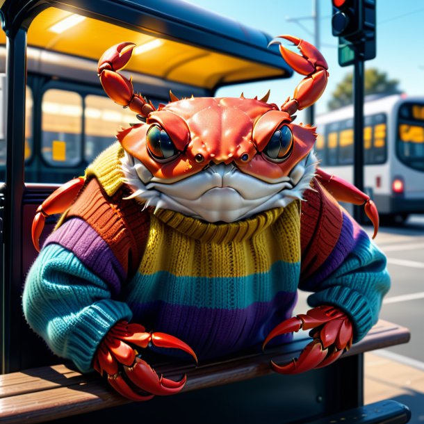 Dessin d'un crabe dans un pull sur l'arrêt de bus