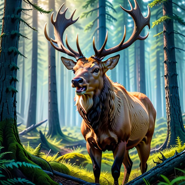 Image of a angry of a elk in the forest