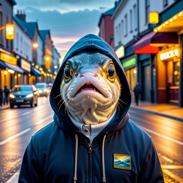 Pic of a haddock in a hoodie on the road