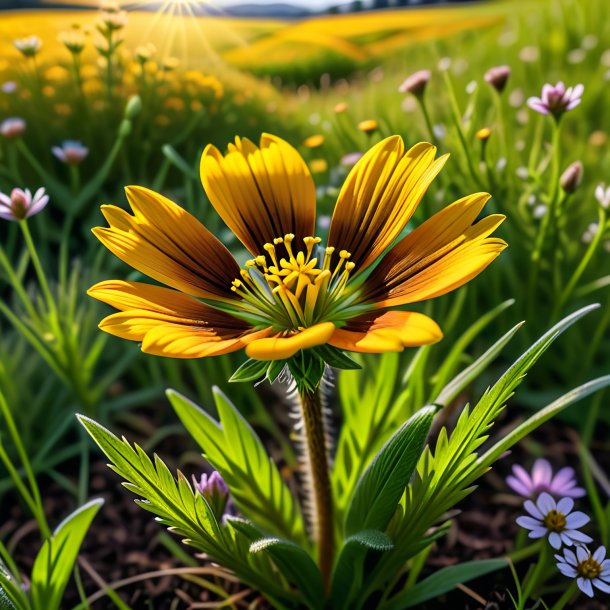 Illustration of a brown crowfoot, meadow