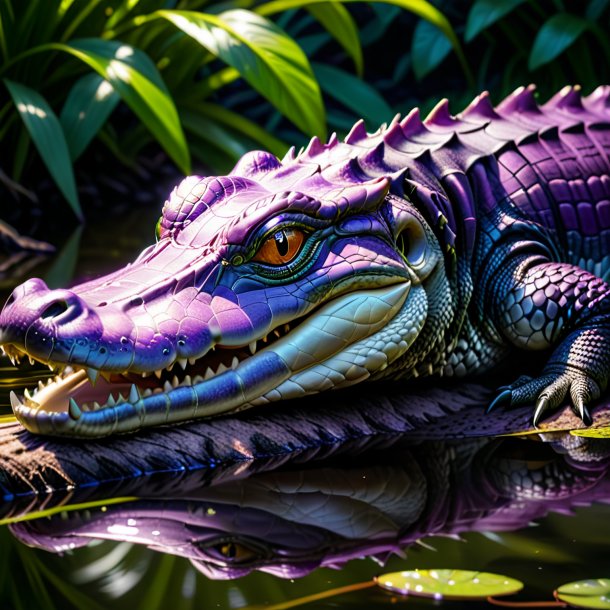 Image of a purple drinking alligator