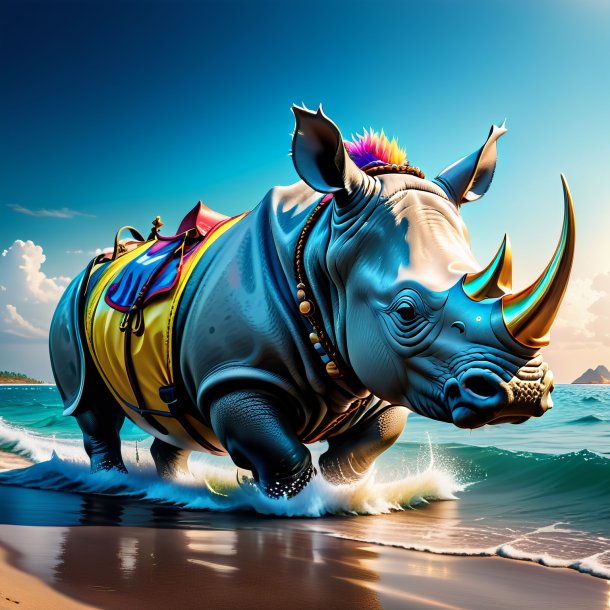 Image of a rhinoceros in a shoes in the sea