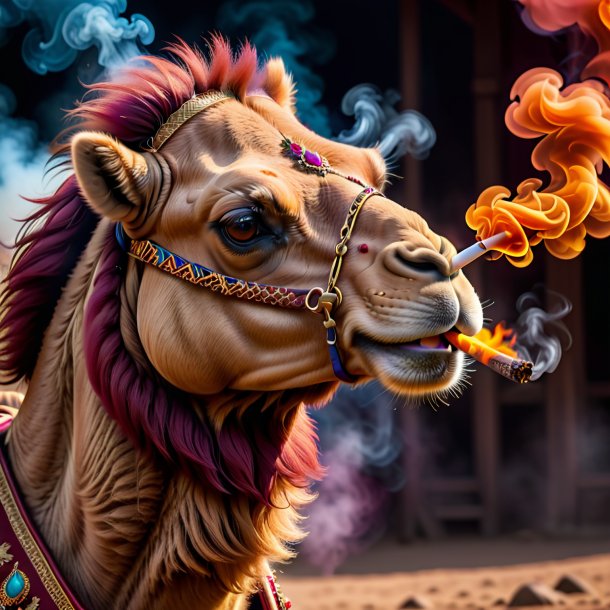 Image of a maroon smoking camel