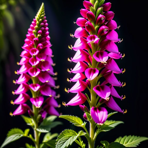 Portrait of a hot pink foxglove