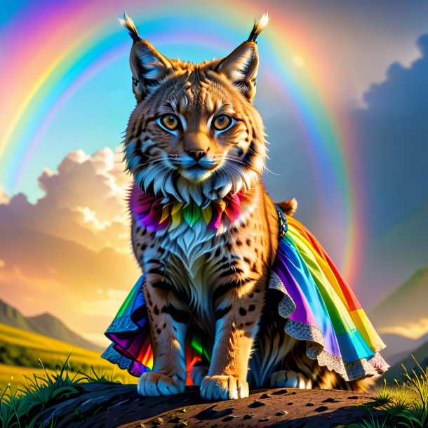 Pic of a lynx in a skirt on the rainbow