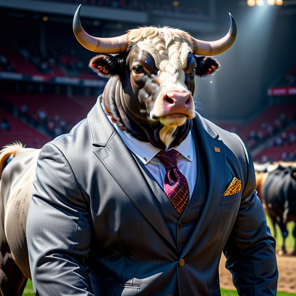 Pic of a bull in a gray jacket