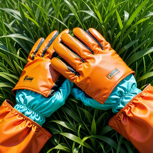 Picture of a orange gloves from grass