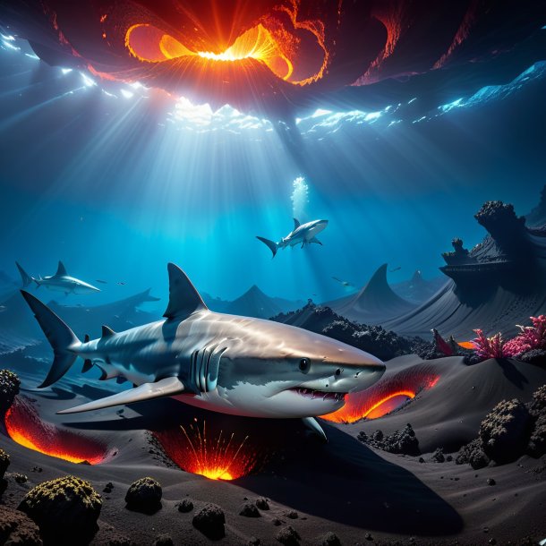 Image of a resting of a shark in the volcano