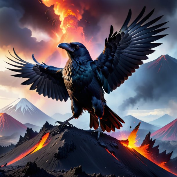 Pic of a threatening of a crow in the volcano