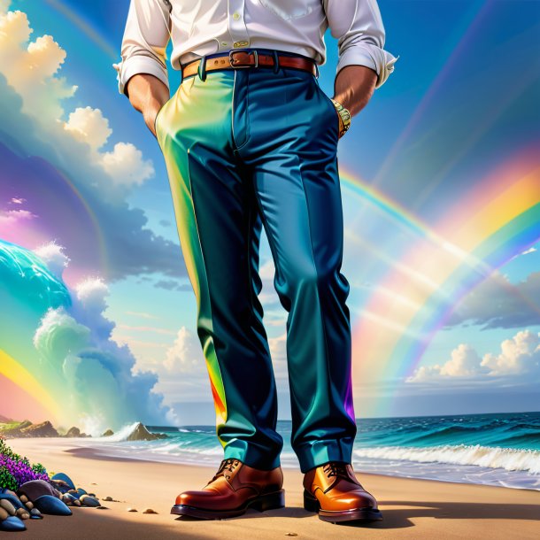 Illustration of a haddock in a trousers on the rainbow