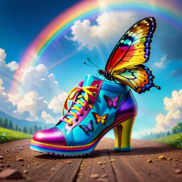 Pic of a butterfly in a shoes on the rainbow