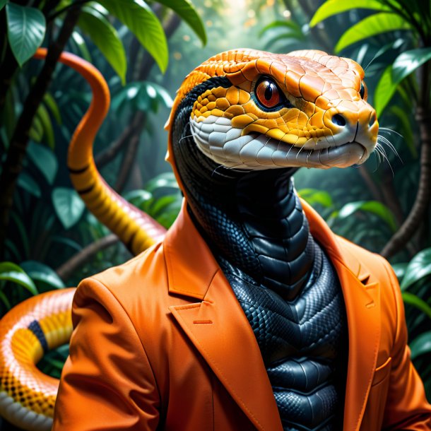 Imagem de uma cobra rei em um casaco laranja