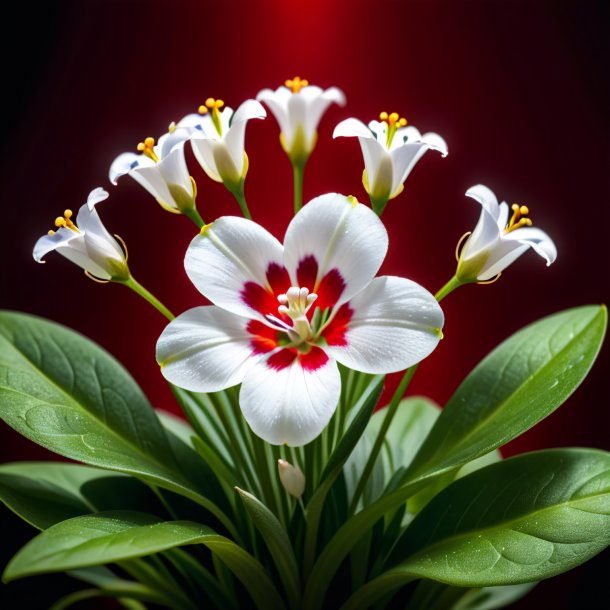 Photography of a white pimpernel, red