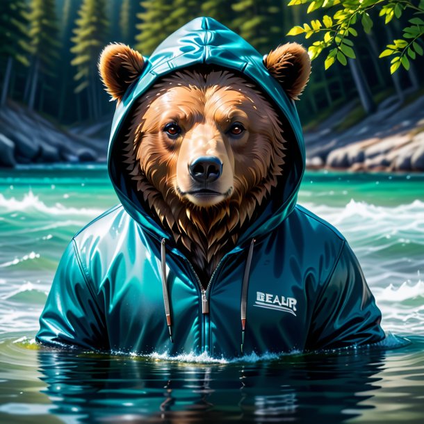 Image d'un ours dans une capuche dans l'eau