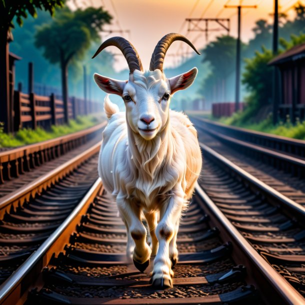 Picture of a dancing of a goat on the railway tracks