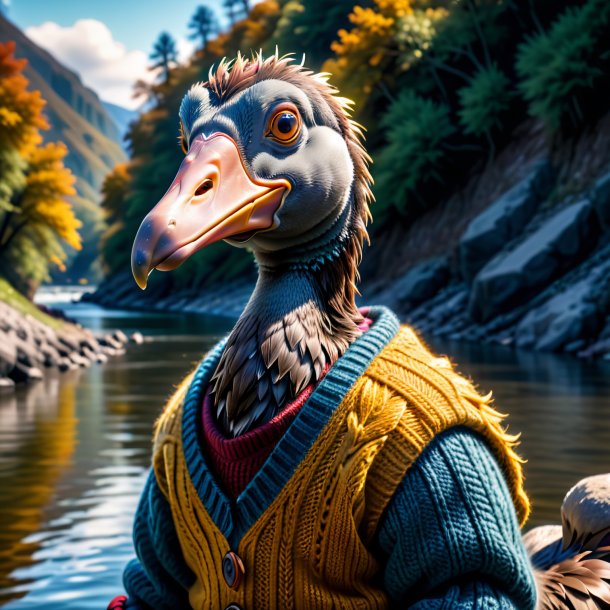 Image of a dodo in a sweater in the river