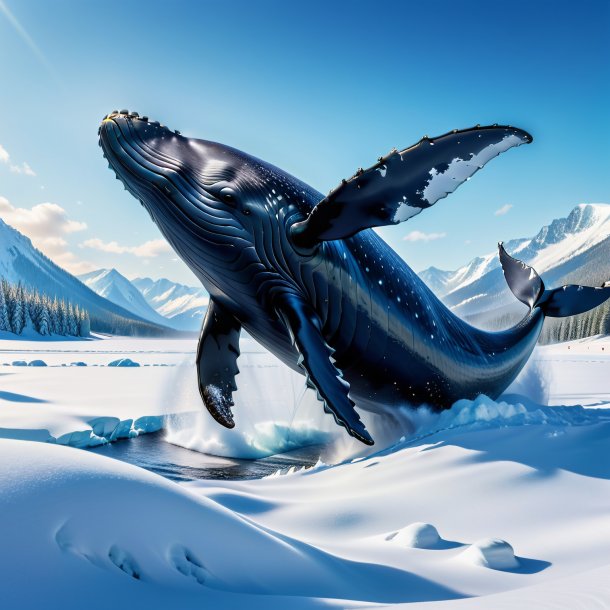 Image of a whale in a jeans in the snow